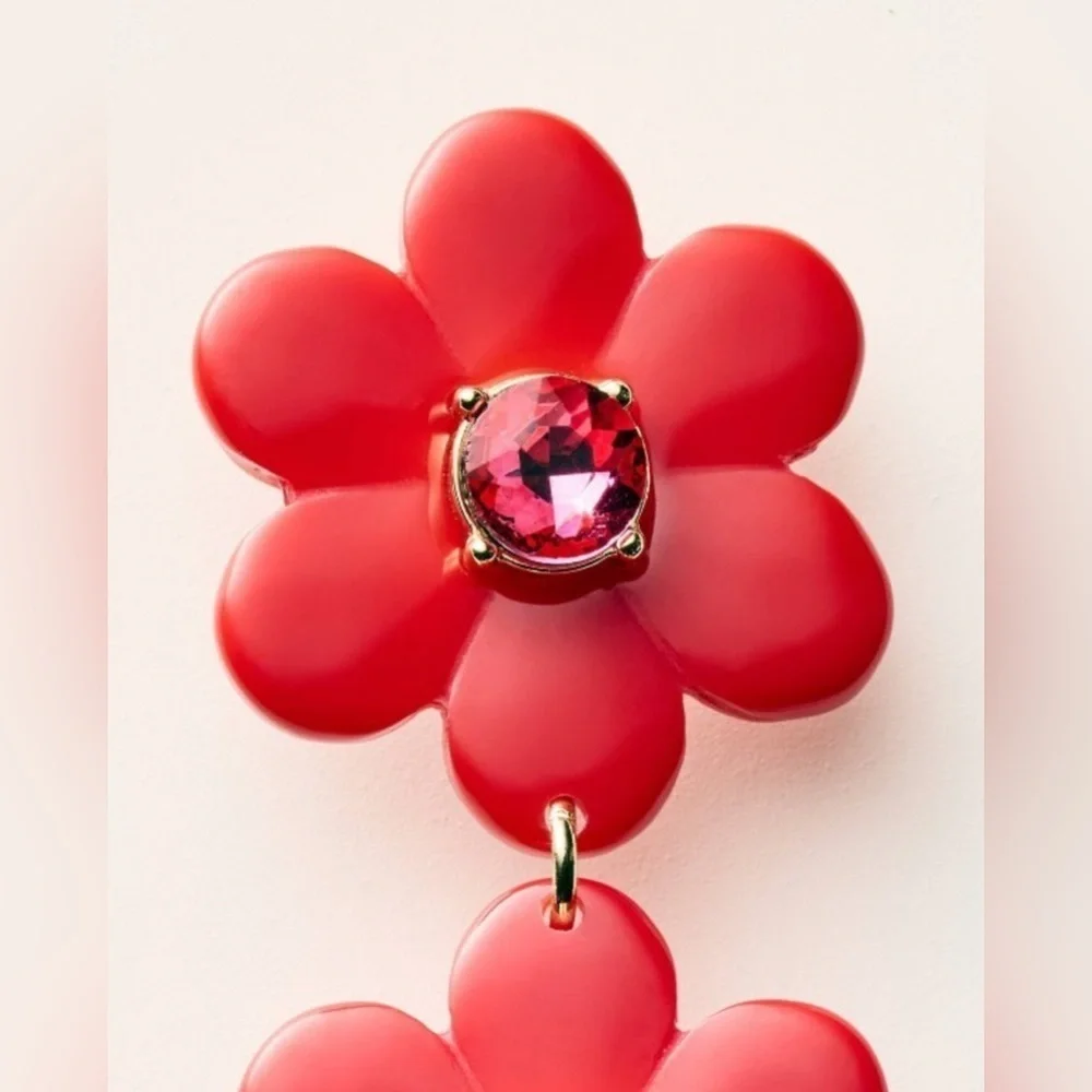 Kate Spade x Target Floral Linear Red Earrings • NIB